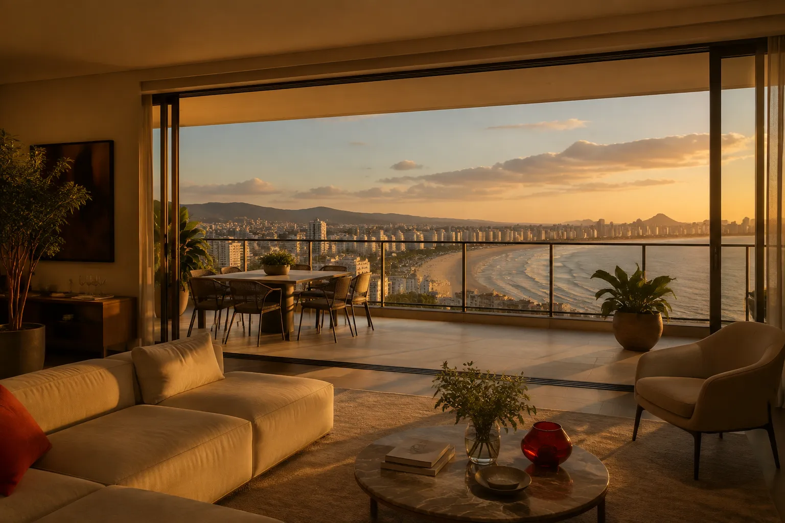 Apartamento à venda com varanda e vista para a praia em Santos